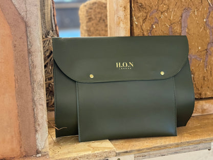 Forest Green Luxe Leather Laptop Sleeve